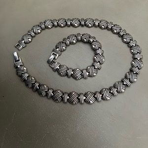 Silver statement collar necklace bracelet set